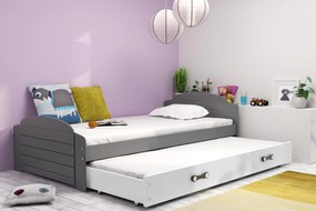 Interbeds Jednolôžková posteľ Lili3 Grafit pre teenagerov 200x90 s matracom, rozkladacia - biela