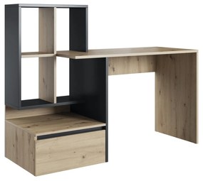 Písací stôl Paco s regálom 145 cm dub artisan/antracit