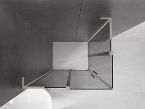 Mexen Velar L Duo, sprchový kút s posuvnými dverami 90 x 80 cm, 8mm šedé sklo, brúsená oceľ, 871-090-080-02-43-97