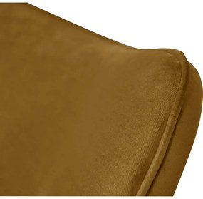 Zamatové kreslo s podnožkou v horčicovej farbe Niko – Ropez