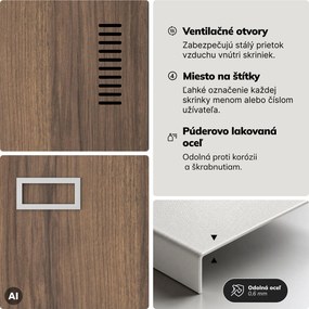 Zamestnanecká skrinka štvorkomorová biela/orech, 800x1800x500 mm: KACPER Eco Design