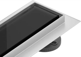 Mexen Flat nerezový sprchový žľab 60 cm vzor čierne sklo, 1026060-15