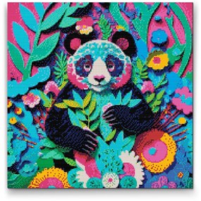 Gario Diamantové maľovanie Veselá panda Rozmery: 80 x 80 cm, Rámovanie: S vnútorným rámom, Diamanty: Štvorcové