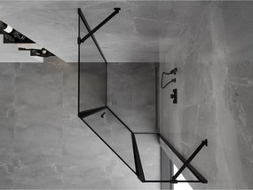 Mexen Mist, päťuholníkový sprchový kút, pravý 80 x 90 cm, číre sklo-čierny rám, 8A8-080-090-70-70-P