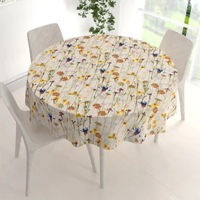 Biante Bavlnený okrúhly obrus Sandra SA-571 Lúčne kvety na krémovom Ø 80 cm