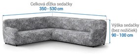 Bielastické poťahy MARMO šedé rohová sedačka (š. 350 - 530 cm)