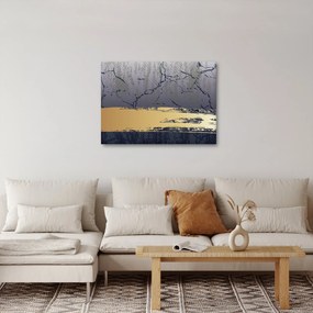 Obraz - Modrá a zlatá abstrakcia N⁰1 (70x50 cm)