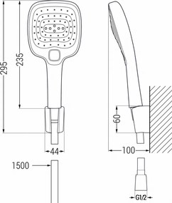 Mexen príslušenstvo - 1-bodový ručný sprchový set R-17, čierna, 785175052-70