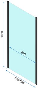 Rea Rapid Slide Wall, 3-stenný sprchovací kút s posuvnými dverami 110 (dvere) x 90 (stena) x 195 cm, 6mm číre sklo, čierny profil, KPL-09878