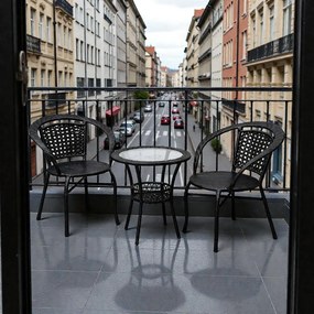 Set ratanového nábytku - LISABON - stolík + 2 kreslá - čierna