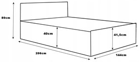 Posteľ s matracom, roštom a úložným priestorom - SIVÁ ​​- šírka 140cm