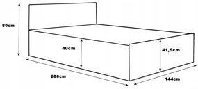 Posteľ s matracom, roštom a úložným priestorom - DUB SONOMA ​​- šírka 140cm