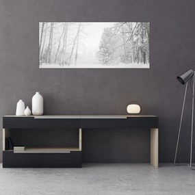 Obraz - Drevené mólo v zime (120x50 cm)