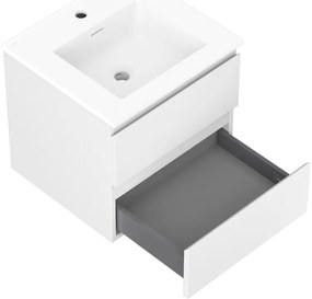 Mexen Orio, kúpeľňová skrinka 50 cm s umývadlom Otis, 2 zásuvky, biela matná, 91A10-05047-2-BFF01-W18M01