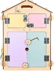 Montessori Activity board domček naturálny pastel