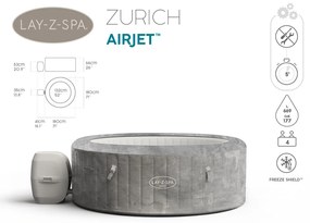 Bestway Nafukovacia Bestway Vírivka Lay-Z-Spa Zurich Jacuzzi