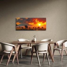 Obraz - Stádo slonov (120x50 cm)