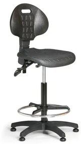 Pracovná stolička s klzákmi PUR, asynchrónna mechanika, čierna