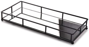 Obdĺžnikový dekoratívny podnos CEDRIC 36 cm so zrkadlom čierny