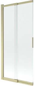 Mexen Fox, 2-krídlová posuvná vaňová zástena 85 × 150 cm, 5mm číre sklo, zlatý matný profil, 891-085-002-55-00
