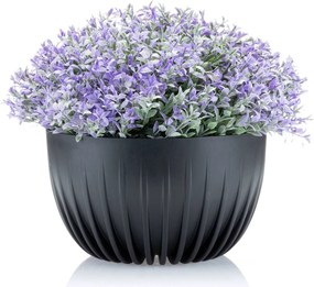 PLASTOVÝ KVETINÁČ STRIPPED ECO SADA 2KS 16X30 CM+15X24 CM ANTRACITOVÁ