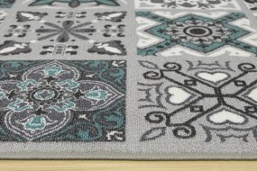 Protišmykový koberec/ behúň Patchwork tyrkysový