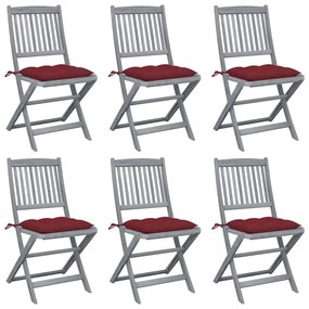 Skladacie záhradné stoličky s podložkami 6 ks akáciový masív 3065458