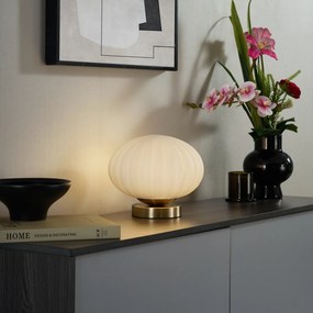 Dizajnová stolná lampa mosadzná s opálovým sklom - Mochi