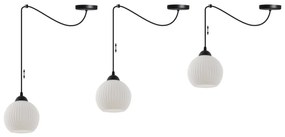 Závesné svietidlo Riffle Round Spider, 1x biele sklenené tienidlo, b