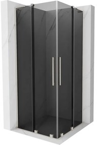 Mexen Velar L Duo, sprchový kút s posuvnými dverami 100 x 100 cm, 8mm šedé sklo, brúsená oceľ, 871-100-100-02-43-97