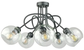 Prisadený luster EVIE 5xE27/60W/230V antracit/číra