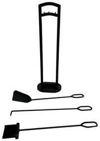 Súprava krbového náradia 70 cm, 3 diely, spodstavcom, čierna, kovová