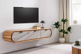 Dizajnový závesný TV stolík Callison 160 cm akácia / vzor kameň