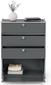 Komoda Kovová komoda »CN3« so zásuvkami a výklopným priečinkom, sivá