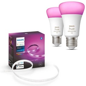 SADA -LED RGBW Stmievateľný pásik Philips Hue 2m 20W/230V + 2x LED Žiarovka E27/9W