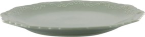 Zelený porcelánový jedálenský tanier s čipkou Provence lace verte - Ø 27 cm