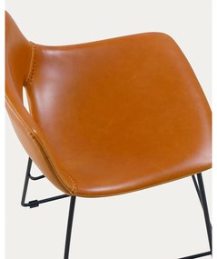 Koňakovohnedá barová stolička z imitácie kože (výška sedadla 65 cm) Zahara – Kave Home