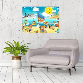Sklenený obraz - Deň na pláži (70x50 cm)