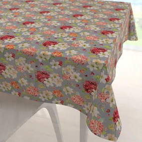 Biante Dekoračný štvorcový obrus PML-092 Hortenzie a ľalie na sivom 140x140 cm