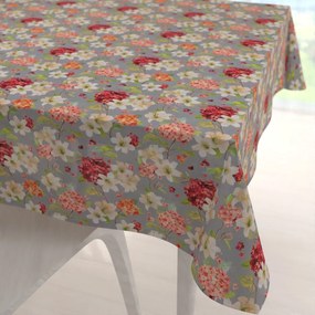 Biante Dekoračný štvorcový obrus PML-092 Hortenzie a ľalie na sivom 80x80 cm