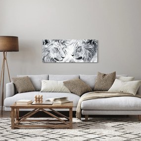 Obraz - Kreslené levie hlavy (120x50 cm)
