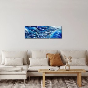 Obraz – Ryby vo vlnách (s hodinami) (90x30 cm)