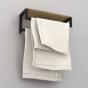 Nástenný vešiak na uteráky s poličkou 14x40 cm čierna