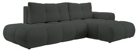 Rozkladacia rohová čalúnená sedacia súprava s úložným priestorom do tvaru L ALMADA pravá antracitová