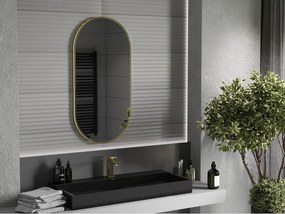 Mexen Loft oválne kúpeľňové zrkadlo 100 x 50 cm, zlatý rám - 9851-100-050-000-50