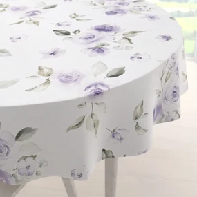 Biante Teflónový okrúhly obrus TF-024 Fialové ruže na bielom Ø 70 cm