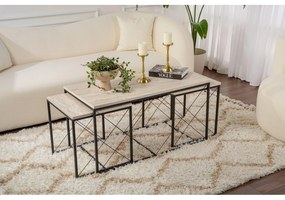 Konferenčný stôl Defne - Black, Travertine