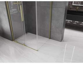 Mexen Velar L, sprchový kút s posuvnými dverami 110 x 120 cm, 8mm číre sklo, zlatá matná, 871-110-120-03-55