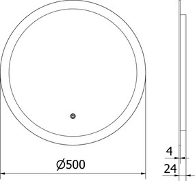 Mexen Oro, okrúhle LED podsvietené kúpeľňové zrkadlo 50 cm, 6000K, vykurovacia podložka proti zahmlievaniu, 9824-050-050-611-00