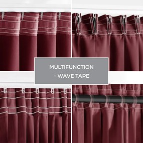 Restilo Záves Blackout Oxford Pleat vínová, 140 x 245 cm
